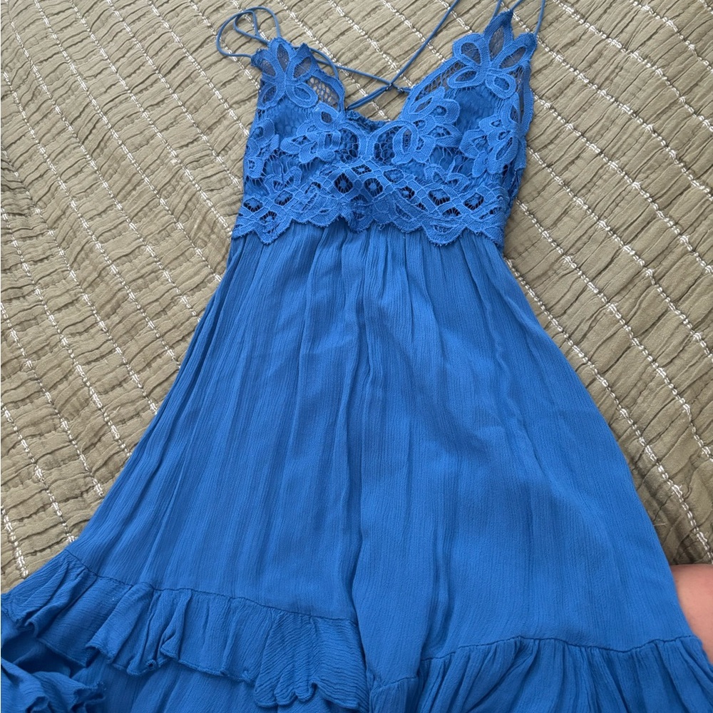 Free People Blue Lace Maxi Dress